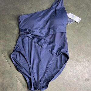 Michael Kors  One-Shoulder Navy Blue One-Piece Swimsuit Size 8
